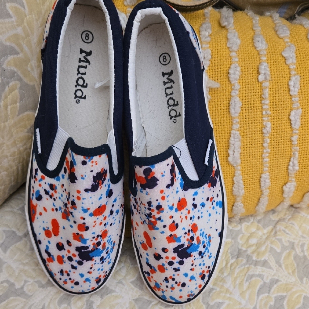 Mudd Womens Multicolor Splatter Sneakers